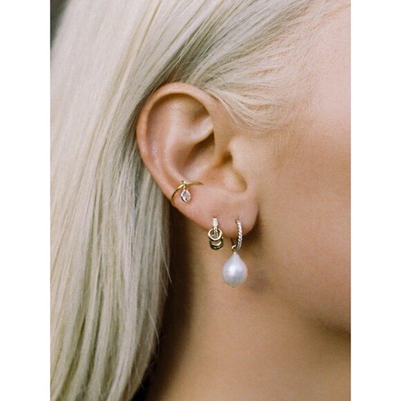 Loren Stewart Teardrop Huggie Earrings in 14k Yellow Gold - Picture 1 of 7